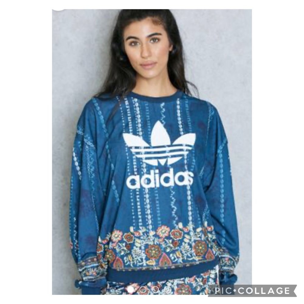 Adidas Blue Floral Ciranderia X Farm Sweatshirt Top Small